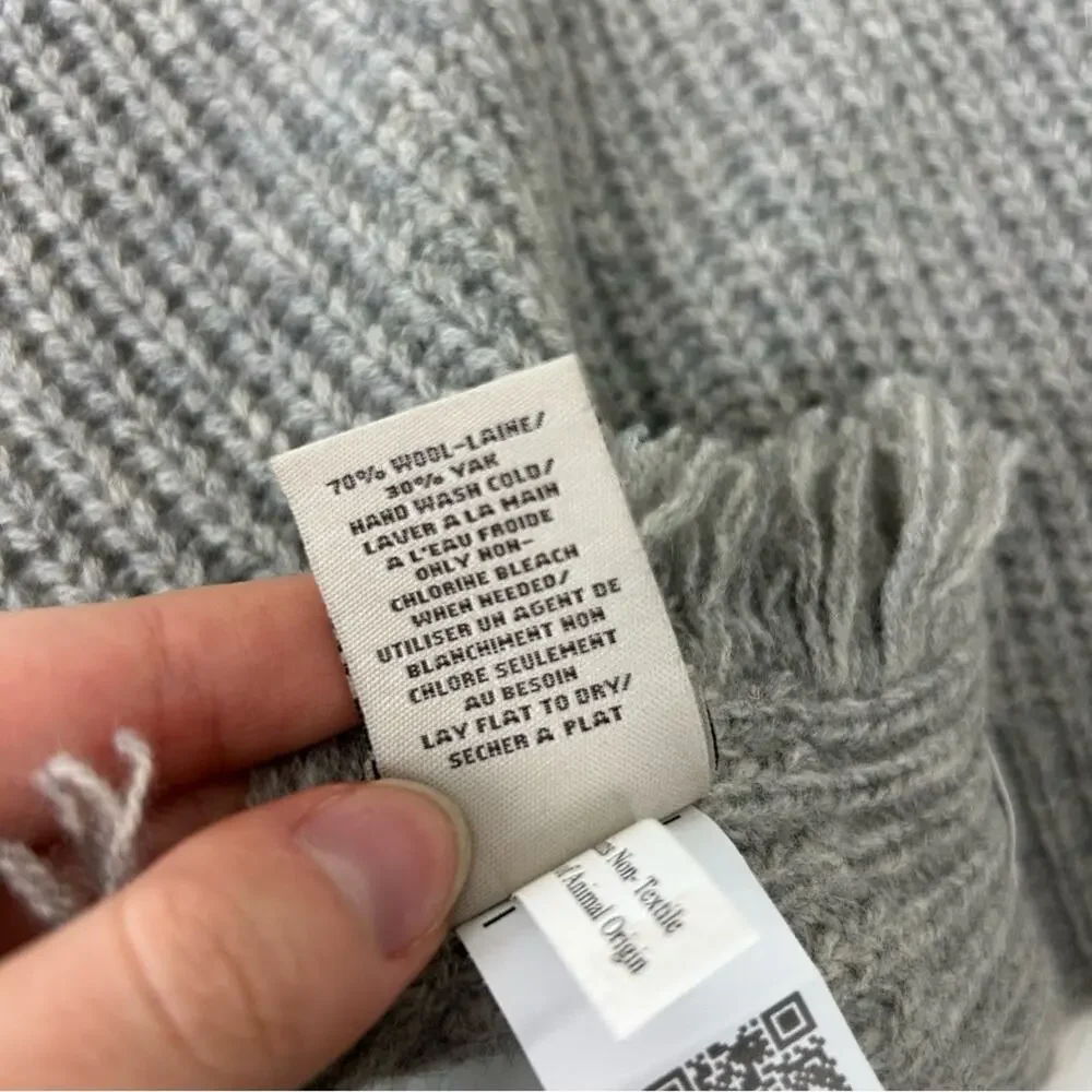 UGG Grey Knit Chunky Oversized Fringe Scarf OS